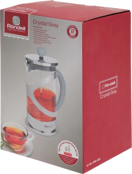 Френч-пресс Rondell Crystal Grey RDS-839 0.8л серый - купить недорого с доставкой в интернет-магазине