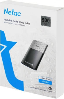 Накопитель SSD Netac USB-C 500GB NT01Z9-500G-32BK Z9 черный - купить недорого с доставкой в интернет-магазине