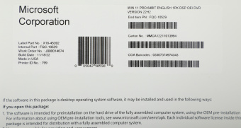 Операционная система Microsoft Windows 11 Pro 64-bit English 1pk DSP OEI DVD (FQC-10529) - купить недорого с доставкой в интернет-магазине