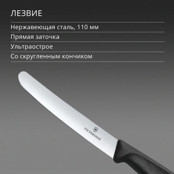 Нож кухонный Victorinox Swiss Classic (6.7803) стальной столовый для овощей лезв.110мм прямая заточка черный - купить недорого с доставкой в интернет-магазине