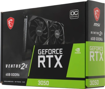 Видеокарта MSI PCI-E 4.0 RTX 3050 VENTUS 2X 6G OC NVIDIA GeForce RTX 3050 6Gb 96bit GDDR6 1492/14000 HDMIx2 DPx1 HDCP Ret - цена, купить или заказать с доставкой в интернет-магазине Видеокарта MSI PCI-E 4.0 RTX 3050 VENTUS 2X 6G OC NVIDIA GeForce RTX 3050 6Gb 96bit GDDR6 1492/14000 HDMIx2 DPx1 HDCP Ret - купить недорого с доставкой в интернет-магазине