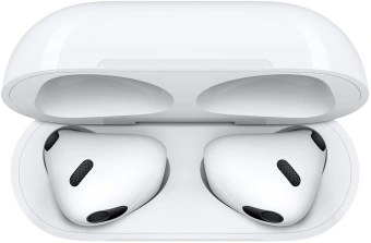 Гарнитура вкладыши Apple AirPods 3 A2565,A2564,A2897 белый беспроводные bluetooth в ушной раковине (MPNY3CH/A) - купить недорого с доставкой в интернет-магазине