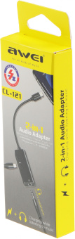 Переходник аудио Premier AWEI lightning/Jack 3.5 (f) 0.1м. черный (CL-121) - купить недорого с доставкой в интернет-магазине