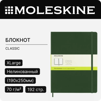 Блокнот Moleskine CLASSIC QP092K15 XLarge 190х250мм 192стр. нелинованный твердая обложка зеленый - купить недорого с доставкой в интернет-магазине