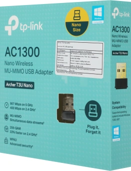 Сетевой адаптер Wi-Fi TP-Link ARCHER T3U NANO AC1300 USB 2.0 - купить недорого с доставкой в интернет-магазине
