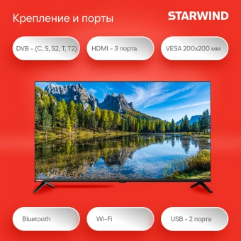 Телевизор LED Starwind 40" SW-LED40SG300 Яндекс.ТВ Frameless черный FULL HD 60Hz DVB-T DVB-T2 DVB-C DVB-S DVB-S2 USB WiFi Smart TV - купить недорого с доставкой в интернет-магазине