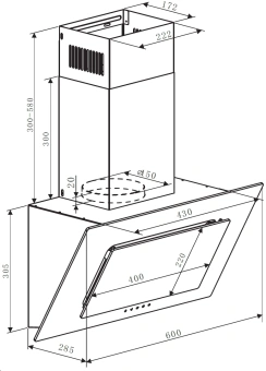 Вытяжка каминная Weissgauff Zaurak 60 PB черный управление: кнопочное (1 мотор) - купить недорого с доставкой в интернет-магазине