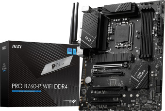 Материнская плата MSI PRO B760-P WIFI DDR4 Soc-1700 Intel B760 4xDDR4 ATX AC`97 8ch(7.1) 2.5Gg+HDMI+DP - купить недорого с доставкой в интернет-магазине