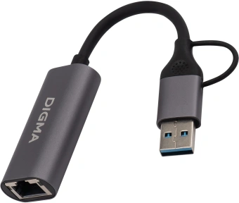 Сетевой адаптер Gigabit Ethernet Digma DLA-GEUC01 USB 3.0 - купить недорого с доставкой в интернет-магазине