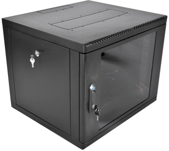 Шкаф коммутационный ЦМО (ШРН-М-9.500-9005) настенный 9U 600x520мм пер.дв.стекл 130кг черный 456мм 19.35кг 180град. 480мм металл - купить недорого с доставкой в интернет-магазине