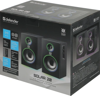 Колонки Defender Solar 20 2.0 черный 20Вт BT беспроводные BT - купить недорого с доставкой в интернет-магазине
