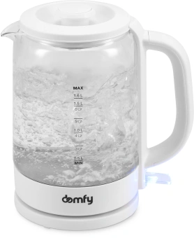 Чайник электрический Domfy DSW-EK304 1.6л. 2200Вт белый корпус: стекло/пластик - купить недорого с доставкой в интернет-магазине