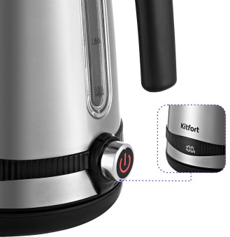 Чайник электрический Kitfort КТ-6121-5 1.7л. 2200Вт серебристый корпус: металл/пластик - купить недорого с доставкой в интернет-магазине