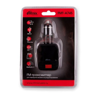 Автомобильный FM-модулятор Ritmix FMT-A745 черный SD BT USB (15119074) - купить недорого с доставкой в интернет-магазине