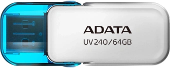 Флеш Диск A-Data 64GB UV240 AUV240-64G-RWH USB2.0 белый/голубой - купить недорого с доставкой в интернет-магазине