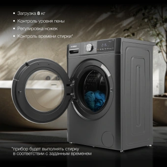 Стиральная машина Hyundai WMA8407 класс: A+++ загр.фронтальная макс.:8кг темно-серый инвертор - купить недорого с доставкой в интернет-магазине