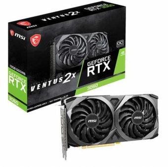 Видеокарта MSI PCI-E 4.0 RTX 3060 VENTUS 2X 12G OC NVIDIA GeForce RTX 3060 12Gb 192bit GDDR6 1680/15000 HDMIx1 DPx3 HDCP Ret - купить недорого с доставкой в интернет-магазине