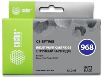 Картридж струйный Cactus CS-EPT968 T0968 черный матовый (13мл) для Epson Stylus Photo R2880 с чипом - купить недорого с доставкой в интернет-магазине