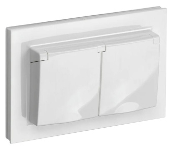 Розетка силов. IEK Brite РСбш12-3-44-БрБ BR-R26-16-44-K01-F двойн. скрыт. зазем. штор. крыш. IP44 белый (упак.:1шт) - купить недорого с доставкой в интернет-магазине