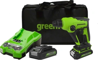 Перфоратор Greenworks GD24SDS1K2 патрон:SDS-plus уд.:1.2Дж аккум. - купить недорого с доставкой в интернет-магазине