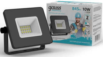 Прожектор уличный Gauss Elementary 613100210 светодиодный 10Втчерный - купить недорого с доставкой в интернет-магазине