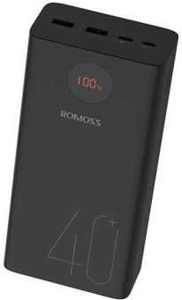 Мобильный аккумулятор Romoss PEA40 40000mAh QC3.0 18W 3A 2xUSB-A/USB-C черный - купить недорого с доставкой в интернет-магазине