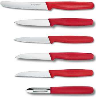 Набор ножей кухон. Victorinox Standart (5.1111.6) компл.:6предм. красный подар.коробка - купить недорого с доставкой в интернет-магазине