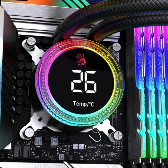 Система водяного охлаждения Bloody BD-LC240ARGB2 ARGB Soc-AM5/AM4/1200/1700/1851 черный 4-pin 22-35dB Al+Cu LCD 260W 1100gr Ret (BD-LC240ARGB2-BK) - купить недорого с доставкой в интернет-магазине