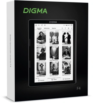 Электронная книга Digma F4 5.83" E-ink HD Carta 680x920 Touch Screen 1.2Ghz 1Gb/8Gb/SD/microSDHC/подсветка дисплея черный - купить недорого с доставкой в интернет-магазине