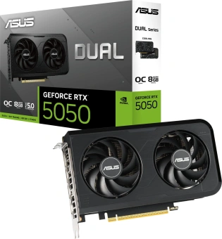Видеокарта Asus PCI-E 5.0 DUAL-RTX5050-O8G NVIDIA GeForce RTX 5050 8Gb 128bit GDDR6 2647/20000 HDMIx1 DPx3 HDCP Ret - купить недорого с доставкой в интернет-магазине
