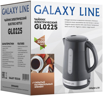 Чайник электрический Galaxy Line GL0225 1.7л. 2200Вт черный (корпус: пластик) - купить недорого с доставкой в интернет-магазине
