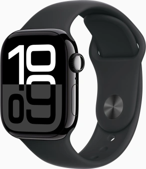 Смарт-часы Apple Watch Series 10 A2986 42мм OLED корп.черный Sport Band рем.черный разм.брасл.:130-180мм (MWWE3LW/A) - купить недорого с доставкой в интернет-магазине