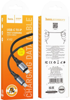 Кабель Hoco X102 Fresh iP USB Type-C (m)-Lightning (m) 1м черный коробка - купить недорого с доставкой в интернет-магазине