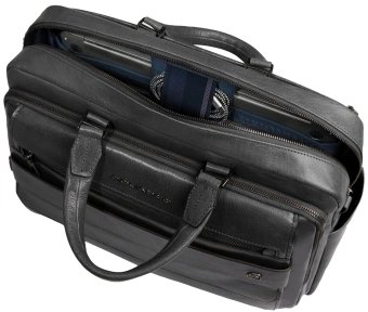 Деловая сумка мужская Piquadro Solm CA7025S141/N с отделением для ноутбука 14" черная натур.кожа - купить недорого с доставкой в интернет-магазине