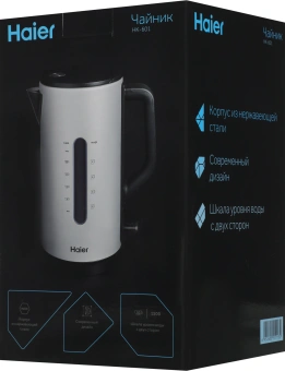 Чайник электрический Haier HK-601 1.7л. 3000Вт серебристый корпус: нерж.сталь (QA0082M00RU) - купить недорого с доставкой в интернет-магазине