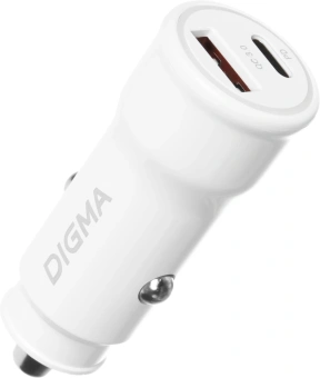 Автомобильное зар./устр. Digma DGC2С 20W 3A (PD+QC) USB-C/USB-A белый (DGC2C0HX12WH) - купить недорого с доставкой в интернет-магазине