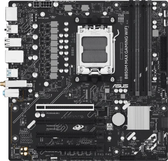 Материнская плата Asus B850M MAX GAMING WIFI SocketAM5 AMD B850 4xDDR5 mATX AC`97 8ch(7.1) GbLAN RAID+HDMI+DP - купить недорого с доставкой в интернет-магазине