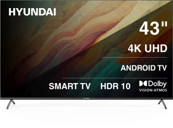 Телевизор LED Hyundai 43" H-LED43BU7009 Android TV Frameless черный/черный 4K Ultra HD 60Hz MEMC DVB-T DVB-T2 DVB-C DVB-S DVB-S2 USB WiFi Smart TV - купить недорого с доставкой в интернет-магазине