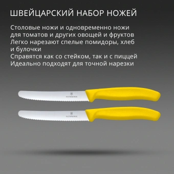 Набор ножей Victorinox Swiss Classic 6.7838.2C1 компл.:2предм. желтый европодвес - купить недорого с доставкой в интернет-магазине