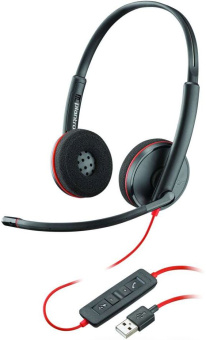Наушники с микрофоном Plantronics Blackwire C3220 черный/красный 1.5м накладные оголовье (209745-201) - купить недорого с доставкой в интернет-магазине