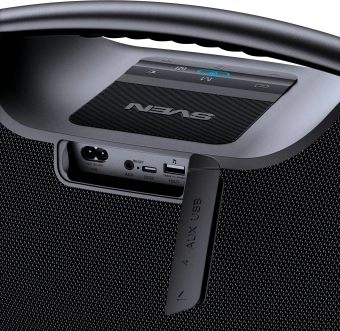 Колонка порт. Sven АС PS-990 черный 180W 2.0 BT/3.5Jack 5200mAh (без.бат) (SV-022891) - купить недорого с доставкой в интернет-магазине