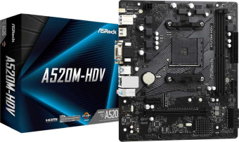 Материнская плата Asrock A520M-HDV Soc-AM4 AMD A520 2xDDR4 mATX AC`97 8ch(7.1) GbLAN RAID+VGA+DVI+HDMI - купить недорого с доставкой в интернет-магазине
