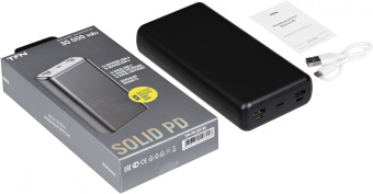 Мобильный аккумулятор TFN Solid PB-283 30000mAh QC/PD 20W 3A 3xUSB-A/USB-C черный (TFN-PB-283-BK) - купить недорого с доставкой в интернет-магазине