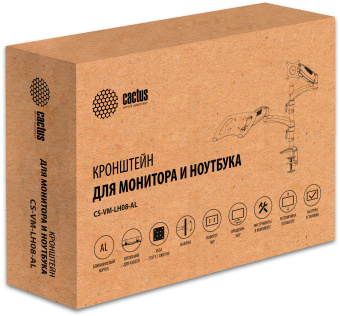 Кронштейн для монитора/ноутбука Cactus CS-VM-LH08-AL серебряный 13"-27" макс.8кг настольный поворот и наклон - купить недорого с доставкой в интернет-магазине