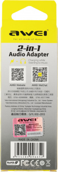 Переходник аудио Premier AWEI lightning/Jack 3.5 (f) 0.1м. черный (CL-121) - купить недорого с доставкой в интернет-магазине