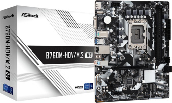 Материнская плата Asrock B760M-HDV/M.2 D4 Soc-1700 Intel B760 2xDDR4 mATX AC`97 8ch(7.1) GbLAN RAID+VGA+HDMI+DP - купить недорого с доставкой в интернет-магазине