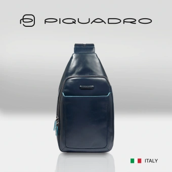 Рюкзак слинг мужской Piquadro Blue Square CA4827B2/BLU2 синий натур.кожа - купить недорого с доставкой в интернет-магазине
