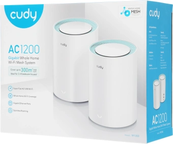 Бесшовный Mesh роутер Cudy M1300 (M1300(2-PACK)) AC1200 10/100/1000BASE-TX белый (упак.:2шт) - купить недорого с доставкой в интернет-магазине