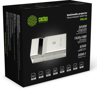 Проектор Cactus CS-PRU.03WT.Full HD-A DLP 6500Lm LS 400Lm ANSI (1920x1080) 2000:1 ресурс лампы:30000часов 2xUSB typeA 1xHDMI 1.5кг - купить недорого с доставкой в интернет-магазине