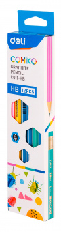Карандаш ч/г Deli EC011-HB Comiko HB шестигран. липа кор.европод. (12шт) ластик - купить недорого с доставкой в интернет-магазине